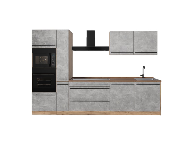  Vicco cuisine, bétonchêne doré, 310cm plan de travail chêne doré  - Conforama A