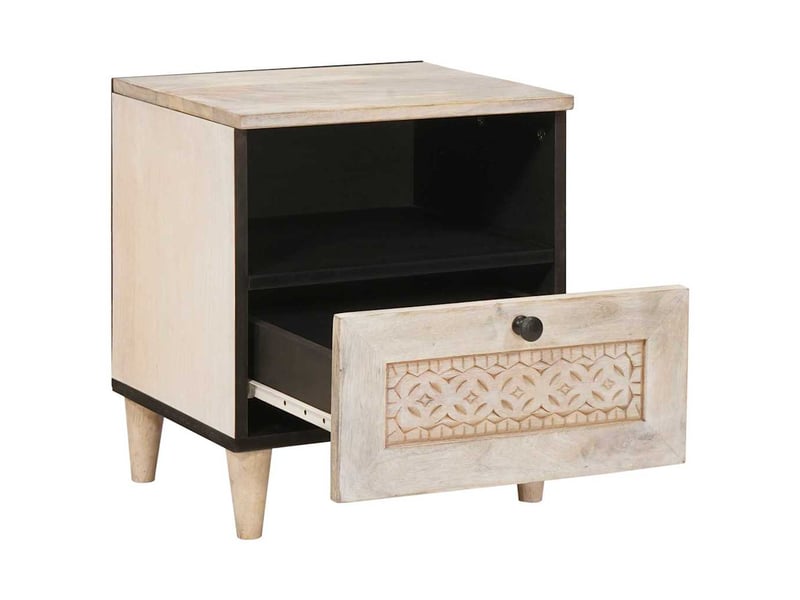 Table de chevet avec tiroir 2 pièces beige 40 x 33 x 46 cm - Conforama C