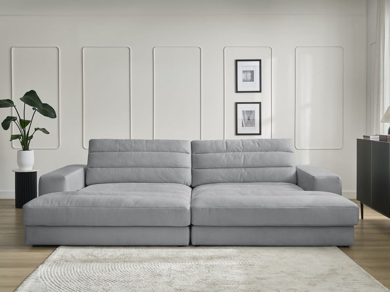  Bobochic canapé droit fixe 4 places sierra assise profonde velours gris clair SIERRA - Conforama D