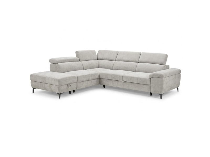 Canapé d'angle gauche convertible en tissu doux gris clair - julio - Conforama A