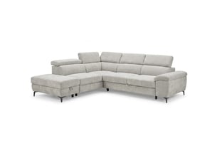 Canapé d'angle gauche convertible en tissu doux gris clair - julio