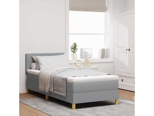 Lit adulte, lit simple, lit à ressorts avec coussin gris clair 90x190cm tissu cf16785