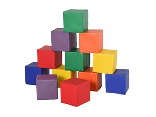 Set de 12 blocs en mousse 20x20x20 cm, revêtement en simili cuir, jeu d'éveil pour enfants 1 à 3 ans