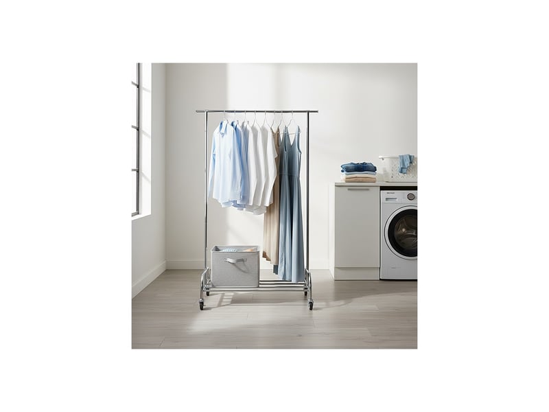 Portant vêtements roulettes métal gris argenté 108-168 x 53 x 181 cm 62278 - Conforama C