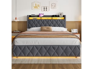 Lit coffre 160x200 cm OKWISH coloris gris