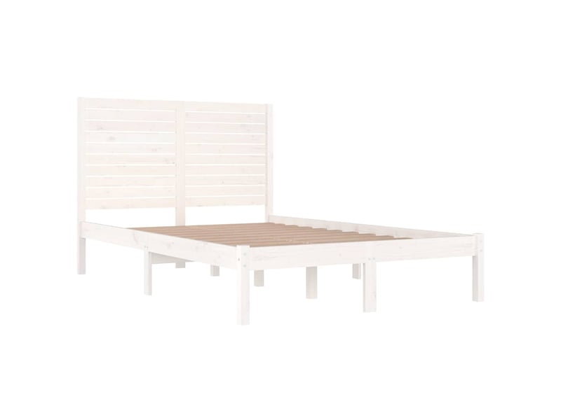  Lit double- lit adulte -  cadre de lit sans matelas blanc 140x190 cm bois massif  - Conforama C