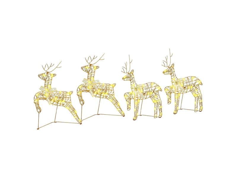  Lot de 4 rennes led, éclairage de noël, décoration de noël 80 led doré 44 x 18 x 65,5 cm pet cf62084  - Conforama A