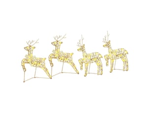 Lot de 4 rennes led, éclairage de noël, décoration de noël 80 led doré 44 x 18 x 65,5 cm pet cf62084