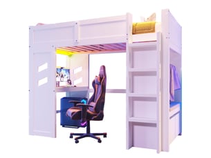 Lit mezzanine 90x200 cm <strong>MODENUIT </strong> <strong></strong> coloris blanc