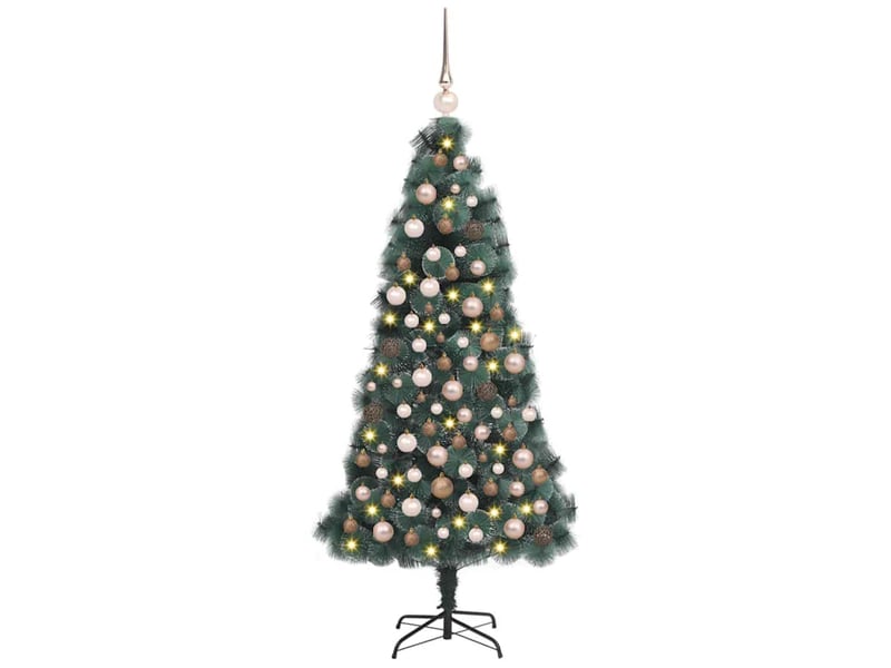  Sapin de noël artificiel, arbre de noël pré-éclairé avec set de boules vert shl9822  - Conforama C