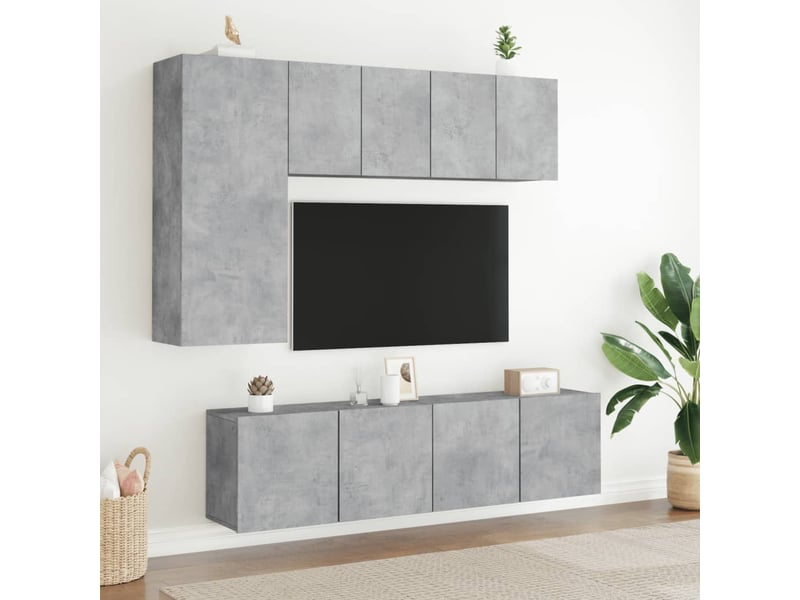  Meubles tv - banc tv - meuble de rangement muraux 2 pcs gris béton 60x30x41 cm  - Conforama C