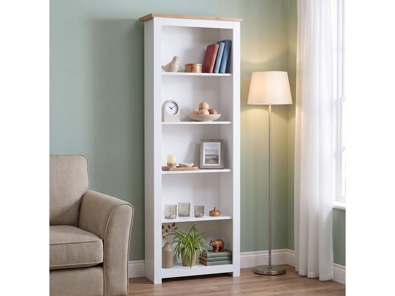 Bibliothèque arlington, étagère autoportante, rangement, salon, 175x60x24cm,  5 niveaux, blanc 3331301 - Conforama B