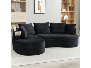 Canapé incurvé design moderne en velours côtelé doux et respirant 250 x 152 x 82 cm avec rangements