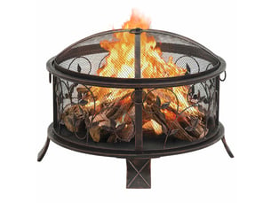 Brasero exterieur, foyer camping rustique avec tisonnier 67,5 cm xxl acier
