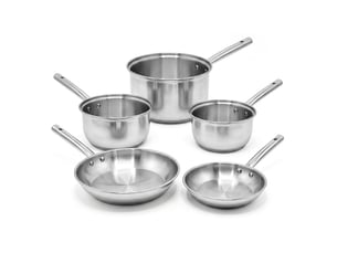 Lot de 3 casseroles 182022 cm et 2 poêles 2024 cm en inox fackelmann rhona