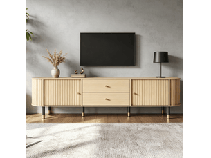 Meuble tv coloris naturel 180 cm <strong>MIVRAY </strong> <strong></strong>