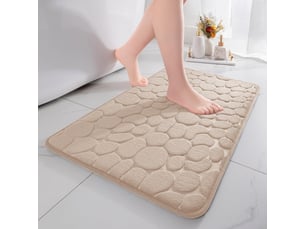 Tapis de bain, 40*60cm beige tapis salle de bain antidérapant absorbant tapis de salle de bain, mousse à mémoire de forme shower mat