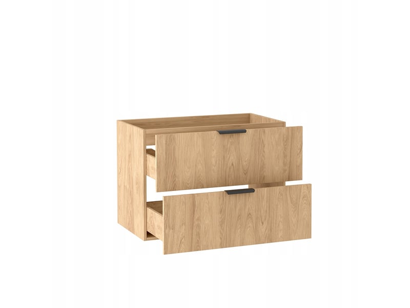 Meuble sous vasque suspendu avec étagère luna effet chêne hikora 100 cm  - Conforama D