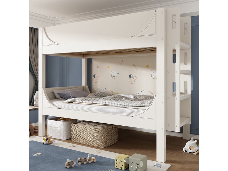 Lit superposé enfant séparable 2 x 90 x 200 cm, échelle réversible, blanc  - Conforama B