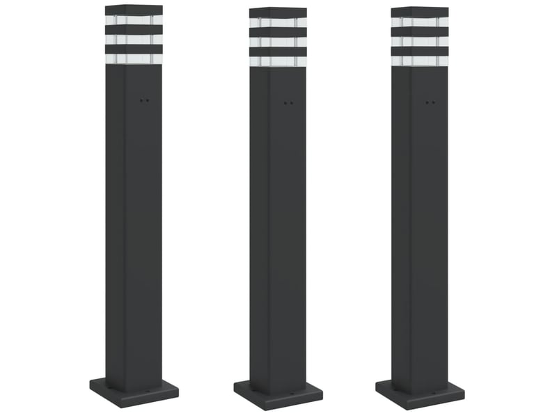  Lampadaires d'extérieur avec sortie 3 pcs 80 cm aluminium noir 02_0042571  - Conforama A