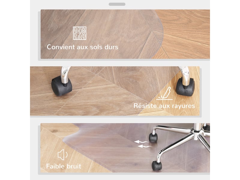  Tapis chaise de bureau 90 x 120 cm antidérapant, transparent, tapis de sol bureau résistant aux rayures  - Conforama E