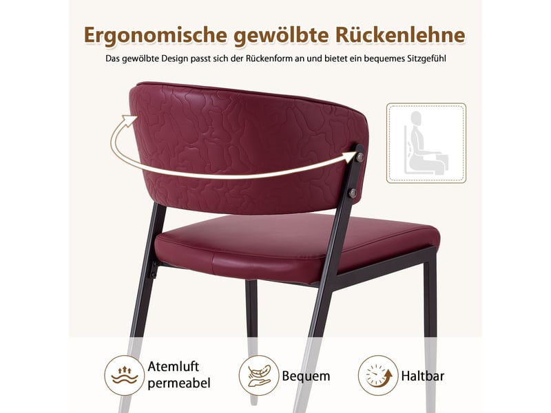 Chaise de salle à manger lot de 2 moderne rembourrée piètement métal dossier ergonomique similicuir - Conforama E