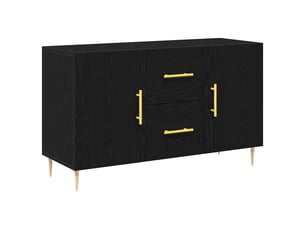 Buffet - bahut - meuble de rangement chêne noir 100 x 36 x 60 cm bois d'ingénierie