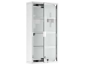 Armoire à pharmacie murale verrouillable en acier inoxydable et verre dépoli 30 x 12 x 60 cm – boîte de premiers secours sécurisée à clé avec ouverture push-to-open pour salle de bain