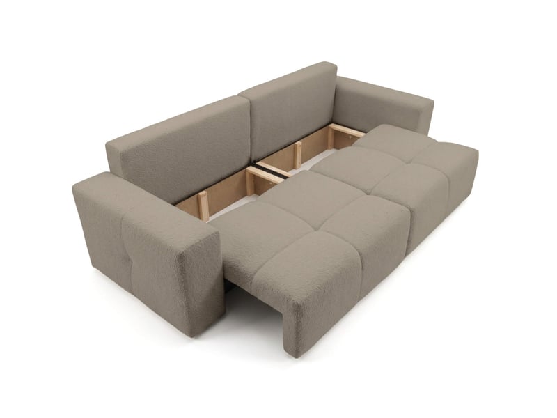  Celine - canapé droit 3 places convertible en bouclette  - Conforama C