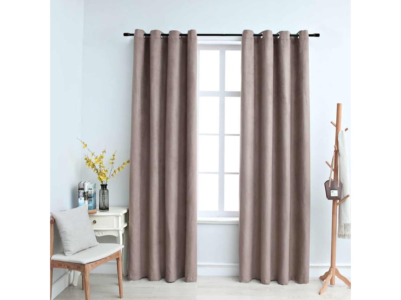  Lot de 2 rideaux occultants, rideaux black-out avec anneaux en métal taupe 140x225 cm cf44852  - Conforama B