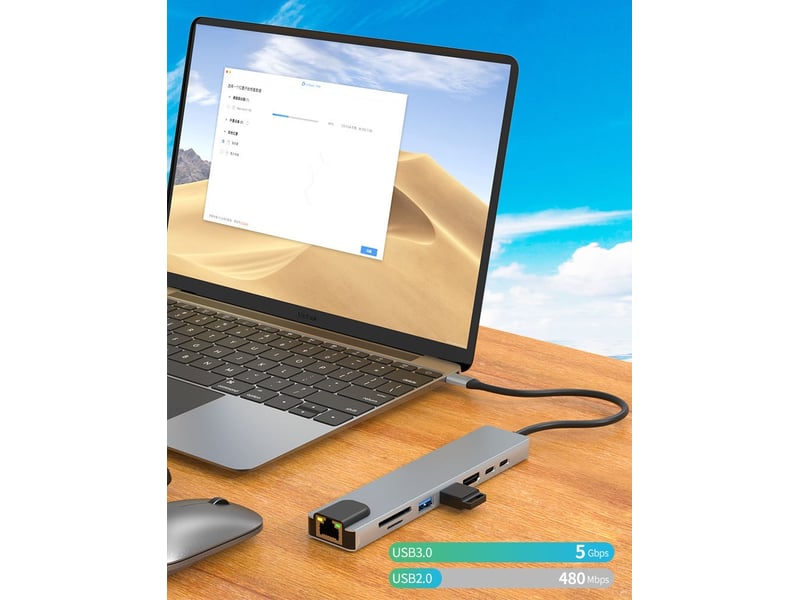 Station d'accueil 8 en 1 gigabit ethernet usb type-c pd100w - Conforama D