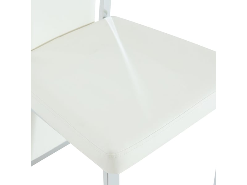 Chaise de salle à manger 109 cm revêtement en cuir pu blanc lot de 2 pièces style minimaliste européen cadre métallique à finition argentée détail argenté - Conforama D