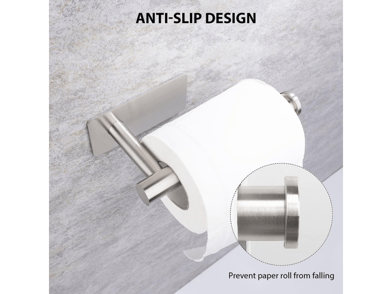 Porte-papier toilette en acier inoxydable, sans perçage, adapté à la salle de bain et à la cuisine, carré brossé - Conforama E