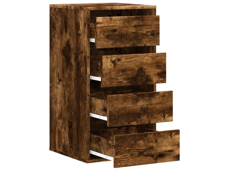  Commode chambre adulte, commode d'angle chêne fumé 40x41x76 cm bois d'ingénierie  - Conforama E