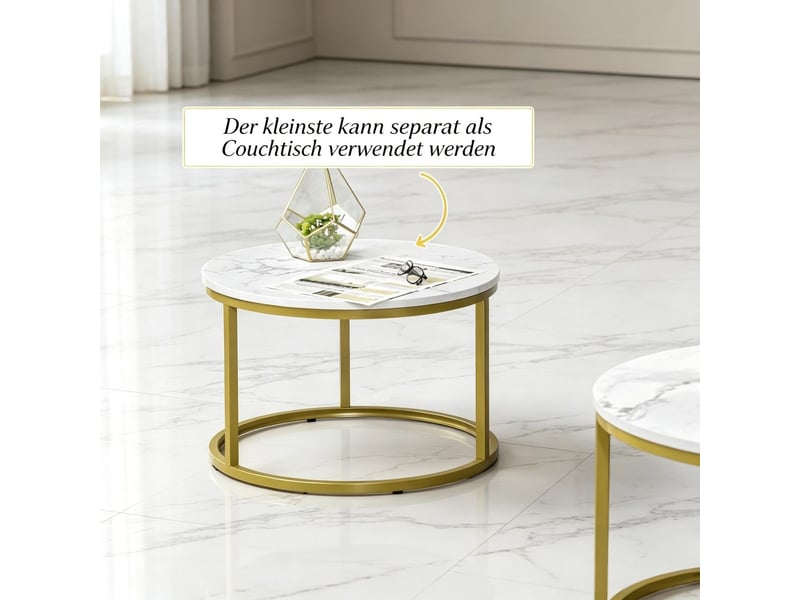  Table basse 2 pièces design gigogne tables rondes style moderne format compact  - Conforama E