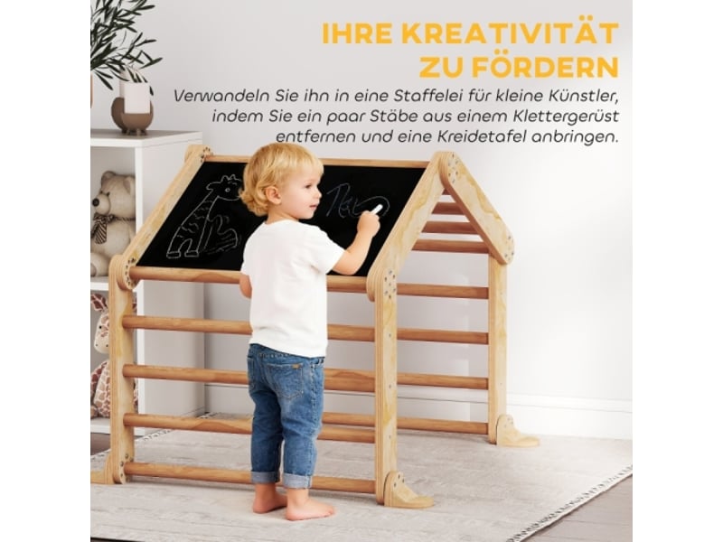 Structure d’escalade enfant 9 en 1 en bois, rampe, toboggan, échelle et tableau, intérieur, tout-petit - Conforama D