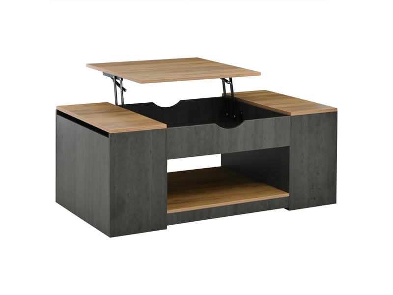 Table basse relevable avec 109,5 x 59,7 x 43 cm table de salon avec espaces de rangement ouverts et caché bois + marron BUBBLY - Conforama A