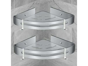 Etagère de douche d’angle, etagère de salle de bain sans forage, murale adhésive serviteur de douche (2 pièces)