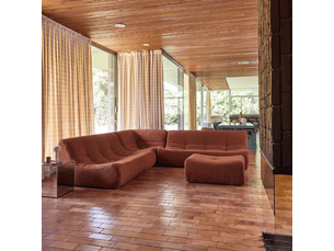 Canapé d'angle compressé réversible fixe   7 places Tissu Terracotta