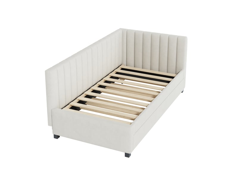  Lit convertible en velours beige 90x200 cm  - Conforama A