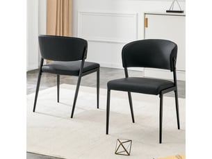 Ensemble de 2 chaises modernes rembourrées - cadre métallique, dossier ergonomique, assise simili-cuir