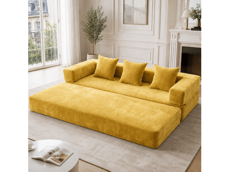  Canapé modulable 2 places en chenille avec poches latérales homvra  - Conforama C