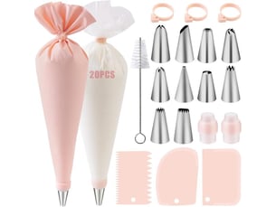 Ensemble de poches à douille, douilles à pâtisserie, accessoires de pâtisserie (rose, 40 pièces) - réf. Szpb827588jjzj
