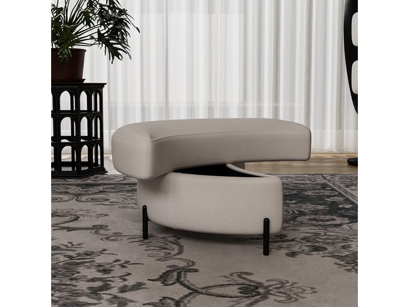  Banc coffre de rangement demi-lune avec plateau beige 86 x 47.5 x 43 cm W5171P420592 - Conforama E