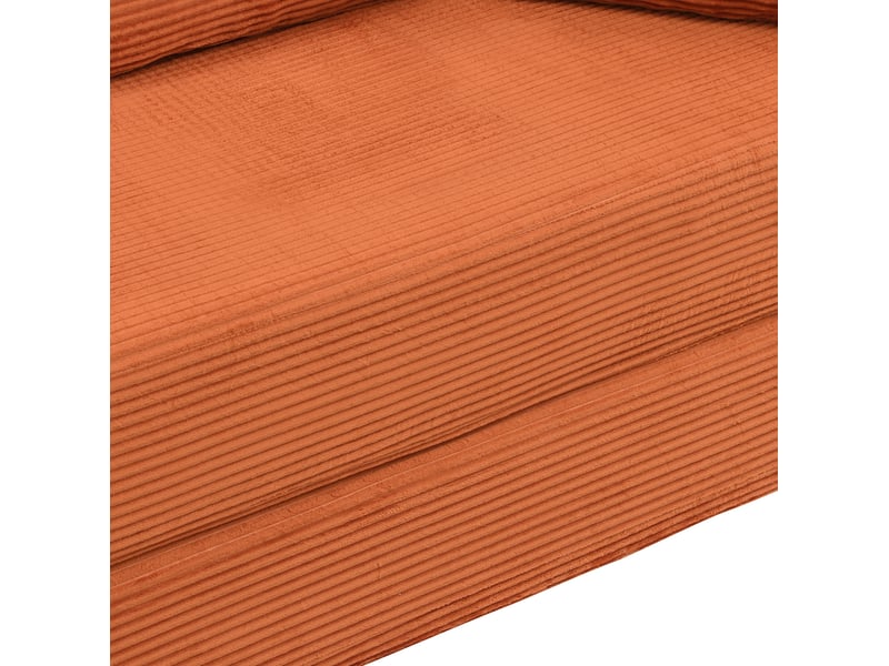 Canapé droit convertible 2 places en velours côtelé orange, modulable pour petits espaces et invités - Conforama D