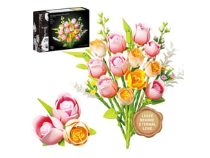 Set de construction bouquet de tulipes et roses, fleurs à monter pour adultes, décoration maison et bureau, cadeau