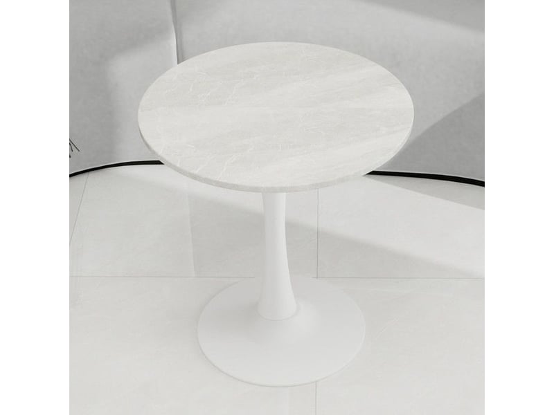  Table basse moderne - blanc - marbre artificiel - style milieu du siècle - adaptée pour 2 à 4 personnes 70x70x72cm - Conforama B