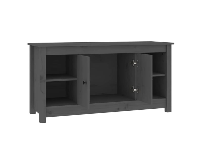  Meuble tv - banc tv - meuble de rangement gris 103x36,5x52 cm bois de pin massif  - Conforama D