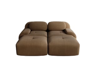 Canapé d'angle 2 places en cordonnet marron, modulable avec chaiselongue et accoudoirs ergonomiques