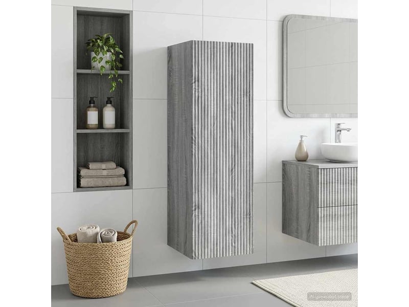  Cabinet salle de bain mural, meuble de rangement sonoma gris 33x34.5x100 cm shl4342  - Conforama B